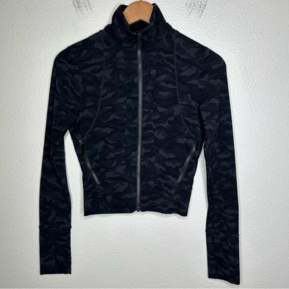 Lululemon Full Freedom Jacket Sequoia Camo Print Deep Coal Black 4